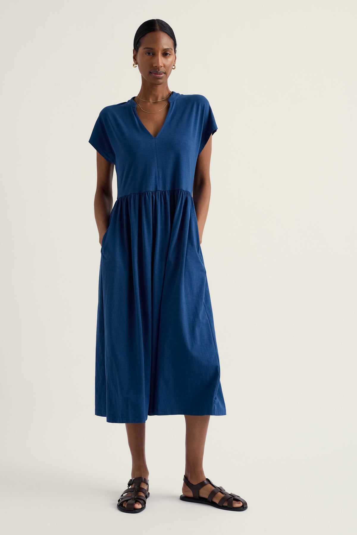Zinnia Short Sleeve Jersey Midi Dress