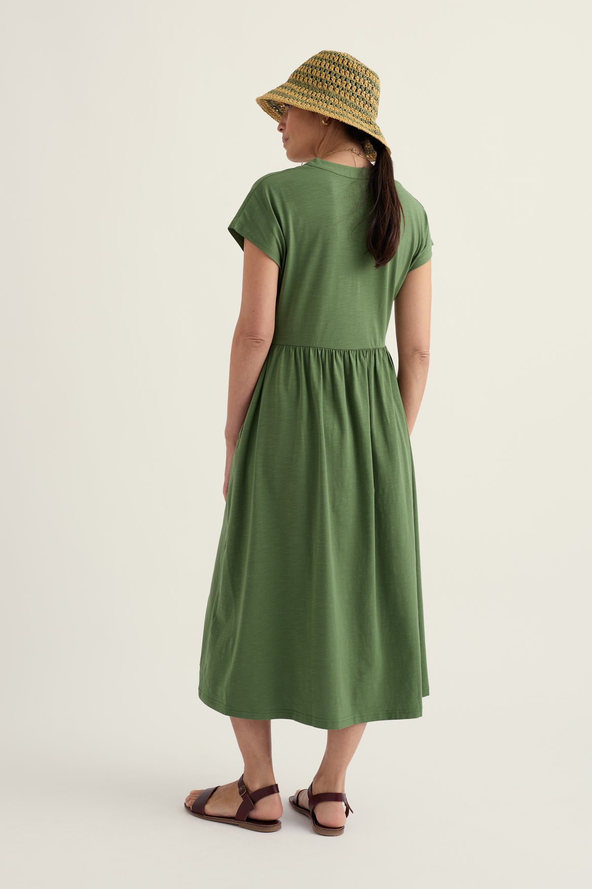 Zinnia Short Sleeve Jersey Midi Dress