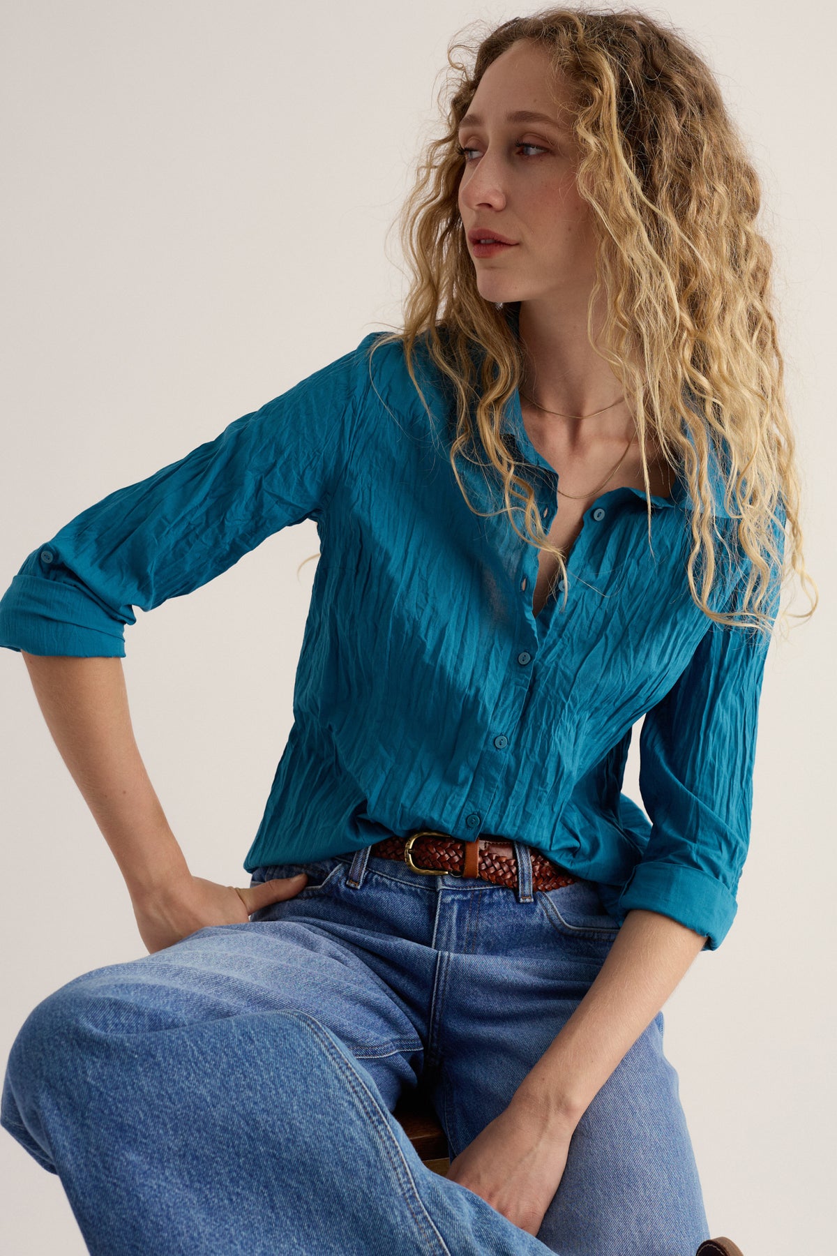 Larissa Plain Shirt in Crinkled Organic Cotton